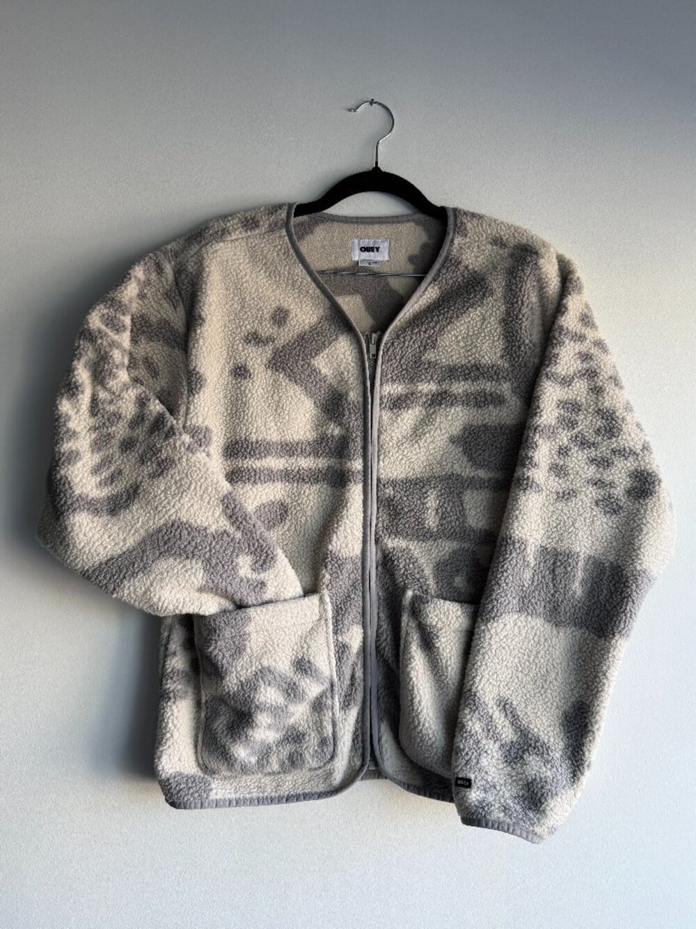 Obey Passage Liner Sand Multi Jacket Zip Up Women's Medium M Size
